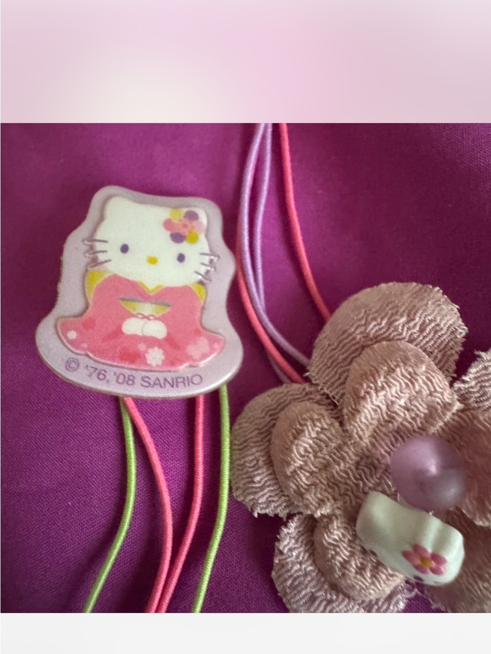 Sanrio Hello Kitty Pink and Multicolor Kimono Hair Accessories